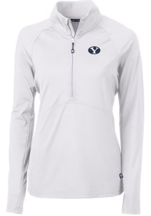 Cutter and Buck BYU Cougars Womens White Adapt Eco Qtr Zip