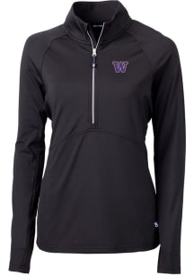 Cutter and Buck Washington Huskies Womens Black Adapt Eco Qtr Zip