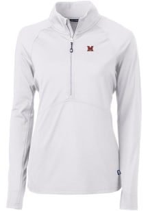 Cutter and Buck Miami RedHawks Womens White Adapt Eco Qtr Zip