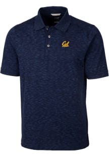 Cutter and Buck Cal Golden Bears Mens Navy Blue Advantage Space Dye Short Sleeve Polo