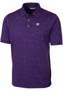 Cutter and Buck K-State Wildcats Mens Purple Advantage Space Dye Logo Short Sleeve Polo