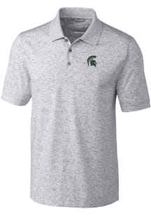 Cutter and Buck Michigan State Spartans Mens Grey Advantage Space Dye Short Sleeve Polo