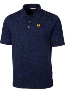 Cutter and Buck Michigan Wolverines Mens Navy Blue Advantage Space Dye Short Sleeve Polo