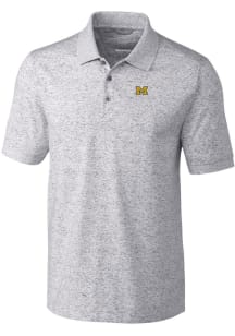 Cutter and Buck Michigan Wolverines Mens Grey Advantage Space Dye Short Sleeve Polo