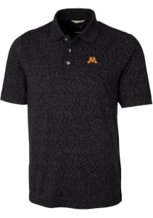 Cutter and Buck Minnesota Golden Gophers Mens Black Advantage Space Dye Short Sleeve Polo