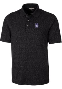 Cutter and Buck Northwestern Wildcats Mens Black Advantage Space Dye Short Sleeve Polo