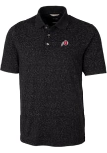 Cutter and Buck Utah Utes Mens Black Advantage Space Dye Short Sleeve Polo