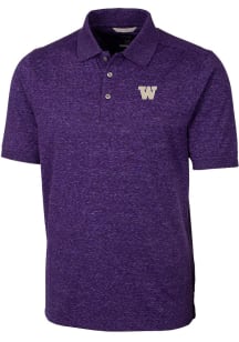 Cutter and Buck Washington Huskies Mens Purple Advantage Space Dye Short Sleeve Polo