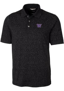Cutter and Buck Washington Huskies Mens Black Advantage Space Dye Short Sleeve Polo