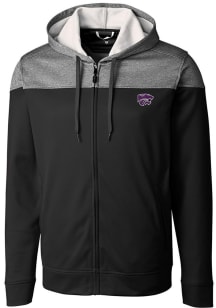 Cutter and Buck K-State Wildcats Mens Black Power Cat Pop Fly Long Sleeve Zip