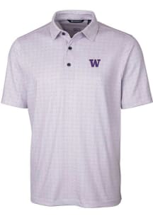 Cutter and Buck Washington Huskies Mens Purple Pike Double Dot Short Sleeve Polo