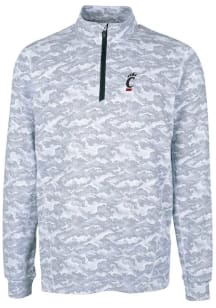 Cutter and Buck Cincinnati Bearcats Mens Charcoal Traverse Camo Print Stretch Long Sleeve Qtr Zip..