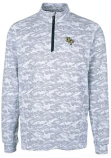 Cutter and Buck UCF Knights Mens Charcoal Traverse Camo Print Stretch Long Sleeve Qtr Zip Pullover