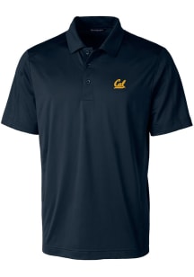 Cutter and Buck Cal Golden Bears Mens Navy Blue Prospect Textured Short Sleeve Polo