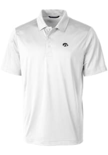 Cutter and Buck Iowa Hawkeyes Mens White Prospect Textured Short Sleeve Polo