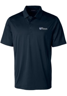 Cutter and Buck Pennsylvania Quakers Mens Navy Blue Prospect Textured Short Sleeve Polo
