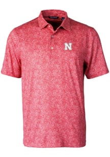 Cutter and Buck Nebraska Cornhuskers Mens Red Pike Constellation Short Sleeve Polo