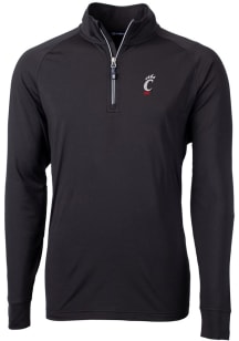 Cutter and Buck Cincinnati Bearcats Mens Black Adapt Eco Knit Long Sleeve Qtr Zip Pullover