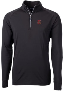 Cutter and Buck Cornell Big Red Mens Black Adapt Eco Knit Long Sleeve Qtr Zip Pullover
