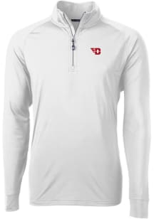 Cutter and Buck Dayton Flyers Mens White Adapt Eco Knit Long Sleeve Qtr Zip Pullover