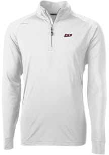 Cutter and Buck Eastern Kentucky Colonels Mens White Adapt Eco Knit Long Sleeve Qtr Zip Pullover
