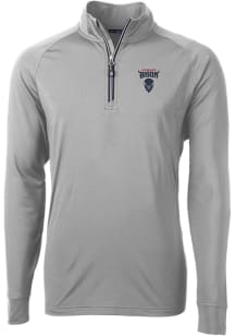 Cutter and Buck Howard Bison Mens Grey Adapt Eco Knit Long Sleeve Qtr Zip Pullover