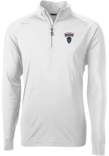 Cutter and Buck Howard Bison Mens White Adapt Eco Knit Long Sleeve Qtr Zip Pullover