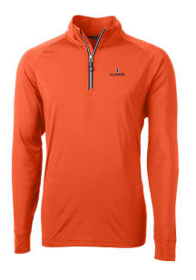 Cutter and Buck Illinois Fighting Illini Mens Orange Adapt Eco Knit Long Sleeve Qtr Zip Pullover