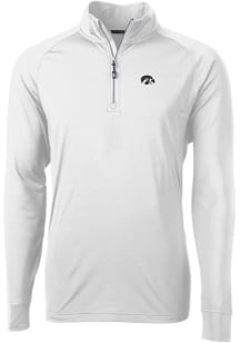 Cutter and Buck Iowa Hawkeyes Mens White Adapt Eco Knit Long Sleeve Qtr Zip Pullover