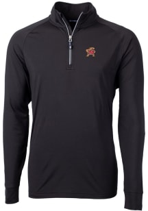 Cutter and Buck Maryland Terrapins Mens Black Adapt Eco Knit Long Sleeve Qtr Zip Pullover