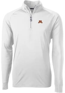 Cutter and Buck Minnesota Golden Gophers Mens White Adapt Eco Knit Long Sleeve Qtr Zip Pullover