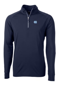 Cutter and Buck North Carolina Tar Heels Mens Navy Blue Adapt Eco Knit Long Sleeve Qtr Zip Pullove..