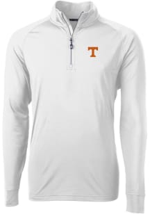 Cutter and Buck Tennessee Volunteers Mens White Adapt Eco Knit Long Sleeve Qtr Zip Pullover