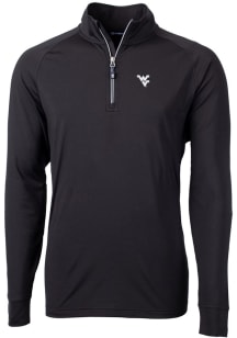 Cutter and Buck West Virginia Mountaineers Mens Black Adapt Eco Knit Long Sleeve Qtr Zip Pullover
