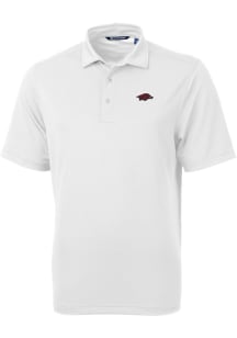 Cutter and Buck Arkansas Razorbacks Mens White Virtue Eco Pique Short Sleeve Polo