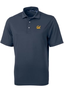 Cutter and Buck Cal Golden Bears Mens Navy Blue Virtue Eco Pique Short Sleeve Polo