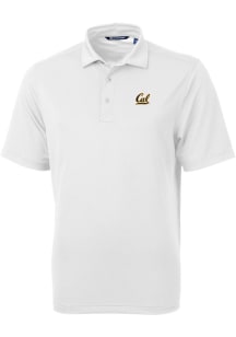 Cutter and Buck Cal Golden Bears Mens White Virtue Eco Pique Short Sleeve Polo