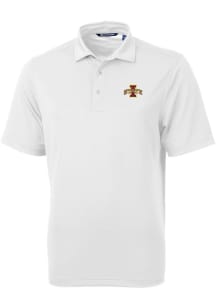Cutter and Buck Iowa State Cyclones Mens White Virtue Eco Pique Short Sleeve Polo