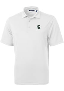 Cutter and Buck Michigan State Spartans Mens White Virtue Eco Pique Short Sleeve Polo