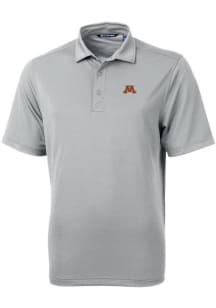 Cutter and Buck Minnesota Golden Gophers Mens Grey Virtue Eco Pique Short Sleeve Polo