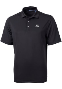 Cutter and Buck Minnesota Golden Gophers Mens Black Virtue Eco Pique Short Sleeve Polo