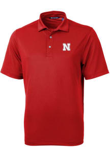 Cutter and Buck Nebraska Cornhuskers Mens Red Virtue Eco Pique Short Sleeve Polo