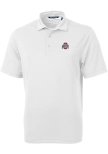 Cutter and Buck Ohio State Buckeyes Mens White Virtue Eco Pique Short Sleeve Polo