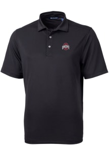 Cutter and Buck Ohio State Buckeyes Mens Black Virtue Eco Pique Short Sleeve Polo