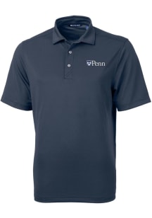 Cutter and Buck Pennsylvania Quakers Mens Navy Blue Virtue Eco Pique Short Sleeve Polo