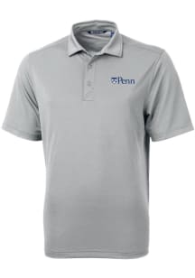 Cutter and Buck Pennsylvania Quakers Mens Grey Virtue Eco Pique Short Sleeve Polo