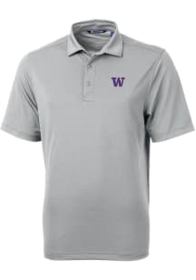Cutter and Buck Washington Huskies Mens Grey Virtue Eco Pique Short Sleeve Polo