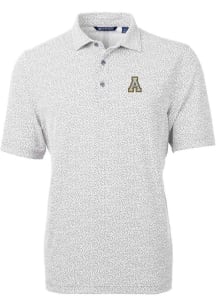 Cutter and Buck Appalachian State Mountaineers Mens Grey Virtue Eco Pique Botanical Short Sleeve P..