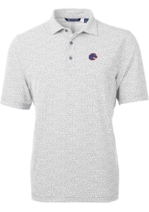 Cutter and Buck Boise State Broncos Mens Grey Virtue Eco Pique Botanical Short Sleeve Polo
