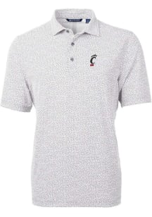 Cutter and Buck Cincinnati Bearcats Mens Grey Virtue Eco Pique Botanical Short Sleeve Polo